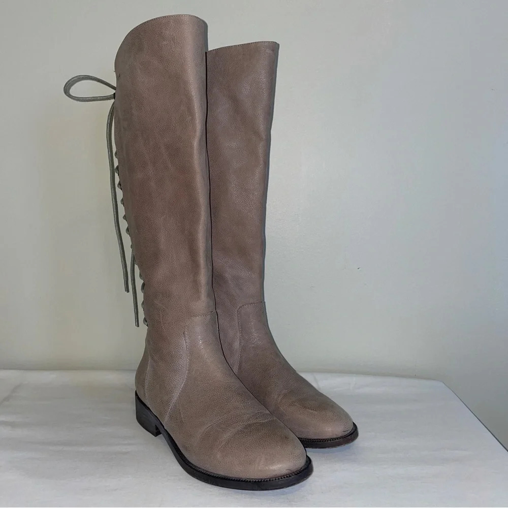 Joie slow ride tall lace-up knee high riding boots - Picture 4 of 9